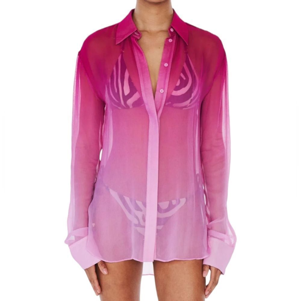 NEW Rat & Boa‎ ombre pink sheer Diaz oversized chiffon blouse XXL